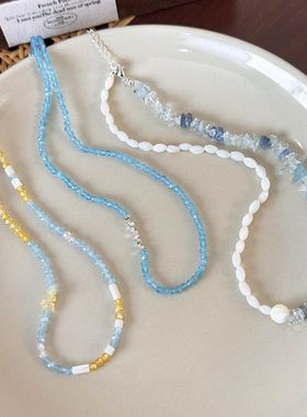 2024新款沙滩风蓝色天然石贝壳