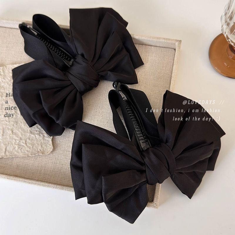 日常简约缎面蝴蝶结发夹法式高级感蝴蝶结香蕉夹头饰发饰品