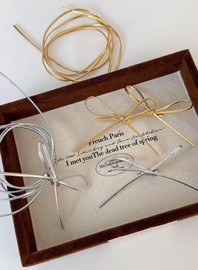 甜酷银色编发头绳y2k芭蕾风皮质马尾蝴蝶结发夹绑带发绳颈链配饰