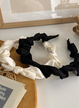 韩国黑色蝴蝶结洗脸发捆发箍气质简约发饰品头饰2025年新款头箍女