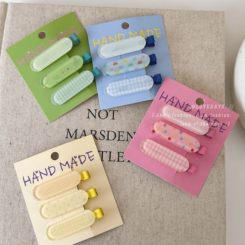 3个装 果冻色蝴蝶结星星波点发夹少女心化妆夹碎发刘海夹发饰头饰