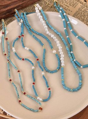 珍珠绿色串珠项链女2026新款爆款轻奢小众新中式锁骨链颈链配饰