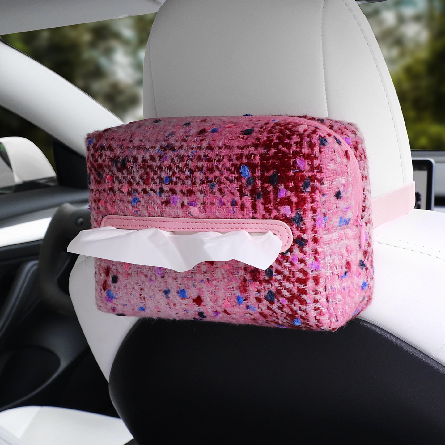 车载纸巾盒高档小香风车内抽纸盒