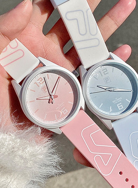 FILA斐乐手表女款学生渐变色海盐奶盖冰淇淋硅胶果冻腕表正品6485