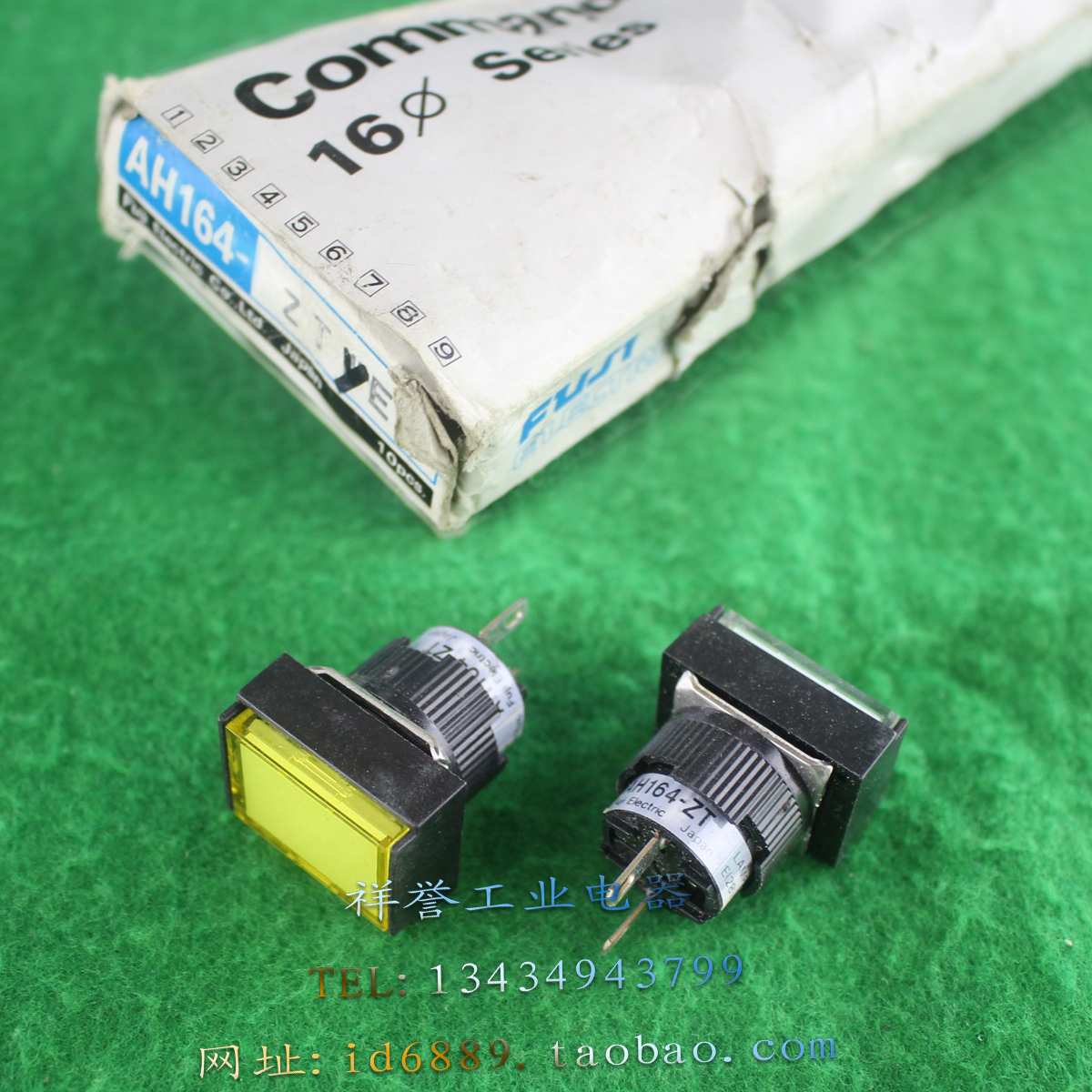 原装 日本 富士 FUJI 按钮开关 AH164-ZT 长方形指示灯 白色 黄色