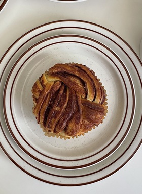 a little swallow正品Tuxton棕色线条系列陶瓷餐具盘米饭碗牛排盘