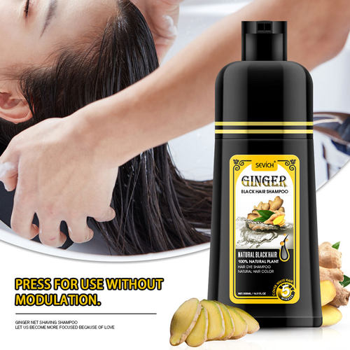 500ml Hair Color Shampoo Black Hair Dye Ginger Coconut 洗发