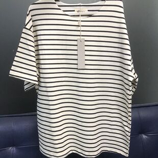 领口散开高街 Fear of god FOG比伯同款针织棉宽松条纹短袖TEE恤