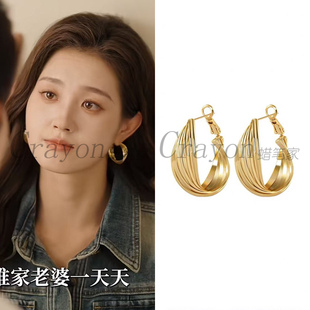 郭宇欣我们野蛮生长江南同款耳环金属港风耳圈小众设计感耳饰耳钉