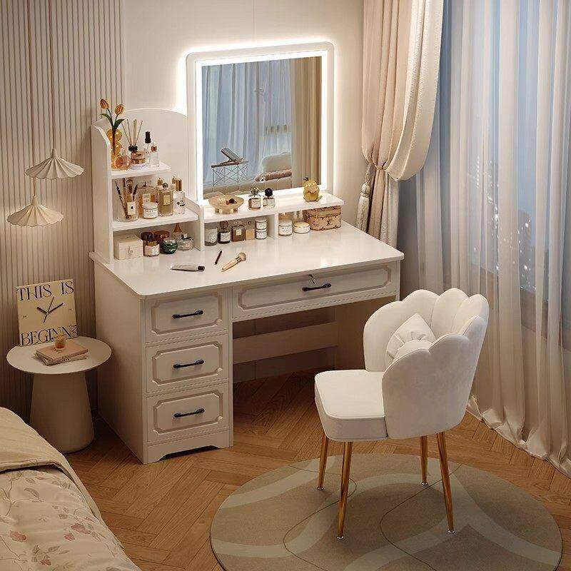 化妆台现代卧室简约小户型欧式化妆桌收纳柜一体2025新款化妆镜