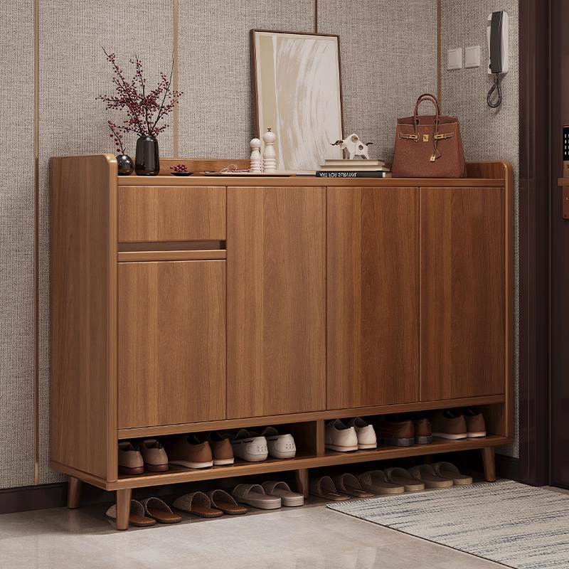 实木玄关鞋柜可调收纳