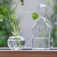 [【梦田良品】艺术水培植物玻璃瓶容器小房子石榴玻璃器皿装饰摆件]