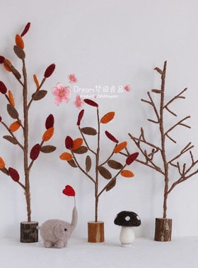梦田新款毛毡树叶雪人节日风摆件