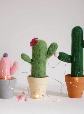 zakka纯手工毛毡仙人掌装饰摆件