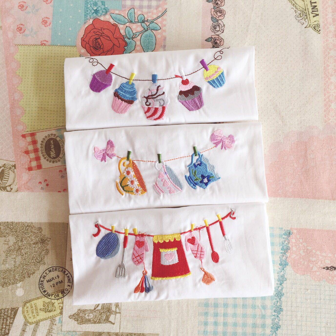 [ 梦田良品 ]厨房餐桌纯棉刺绣茶巾/餐垫/盖布/摆拍背景