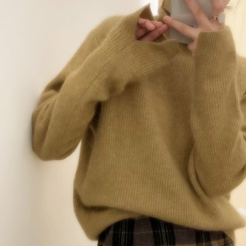 保暖加厚羊绒衫女高领毛衣宽松显瘦打底衫冬季新款套头羊毛针织衫