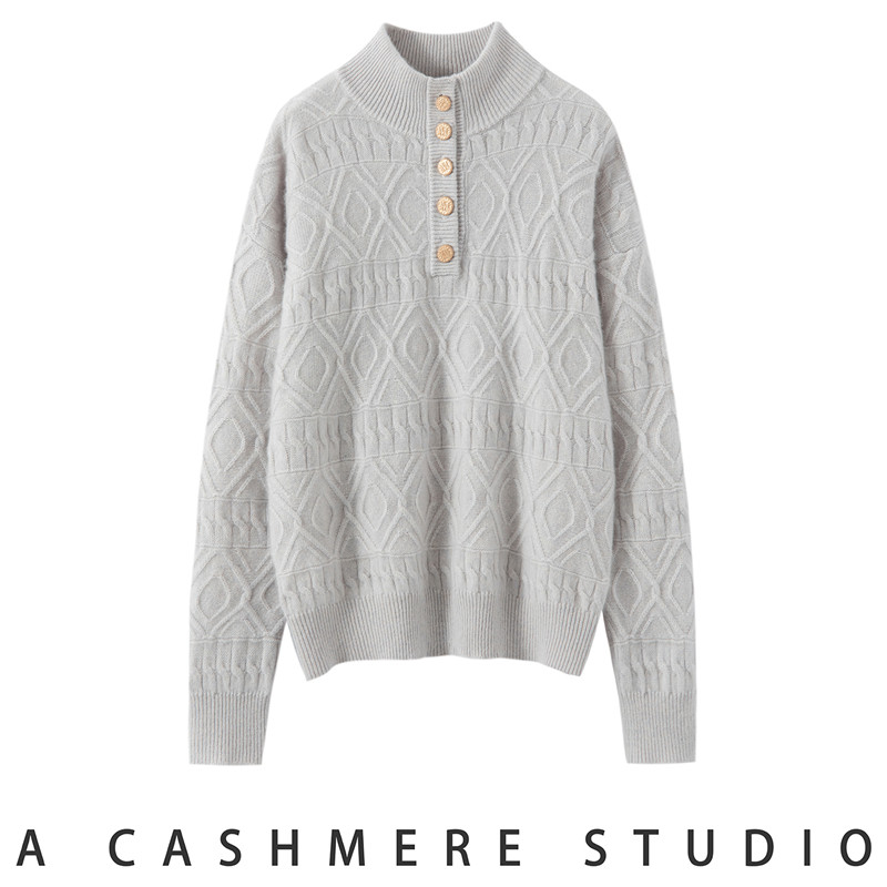 2025新品秋冬100%纯山羊绒衫女半高领针织衫时尚百搭毛衣套头加厚,女装/女士精品,羊绒衫,淘宝优惠券,粉丝福利购,淘宝优惠卷