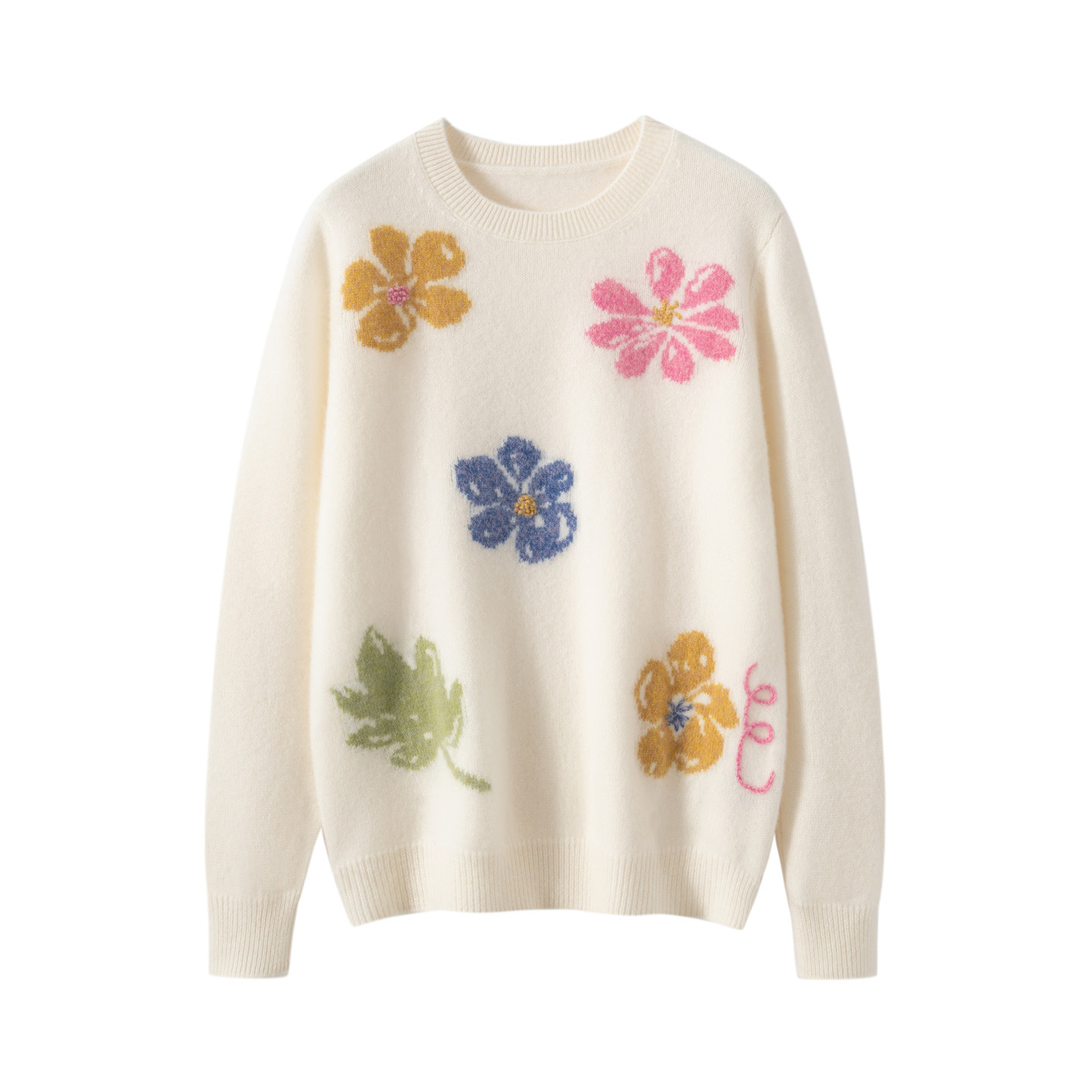 2025秋冬新款100%山羊绒衫女设计感小众花朵提花气质减龄针织毛衣,女装/女士精品,羊绒衫,淘宝优惠券,粉丝福利购,淘宝优惠卷