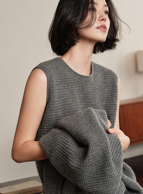 随心自在！挑孔圆领羊绒马甲100%纯山羊绒背心女外搭坎肩秋冬新款
