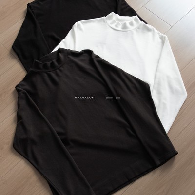 美利奴绵羊毛半高领T恤男重磅保暖羊毛衫男长袖t恤男生秋冬打底衫