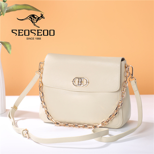 SEOSEOO九州袋鼠女包2025新款真软皮单肩斜挎包链条腋下包791819