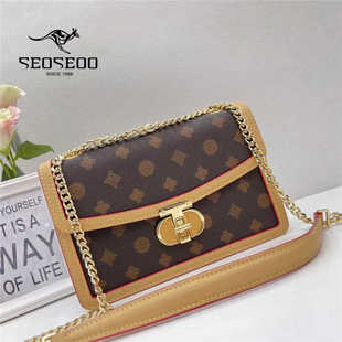 SEOSEOO南奥袋鼠女包正品2024新款印花手提包链条小方包高档78489