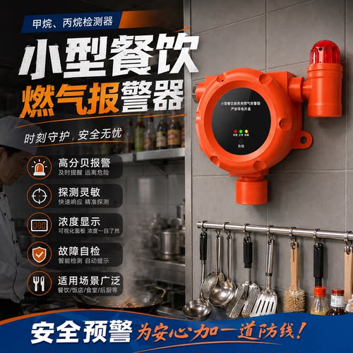 小型商用燃气泄漏报警器燃气报警器餐饮饭店自动断气切断阀二合一