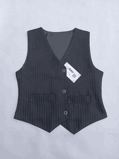 儿童马甲衬衣裤子黑色白色蓝色条纹纯色长袖条纹配饰