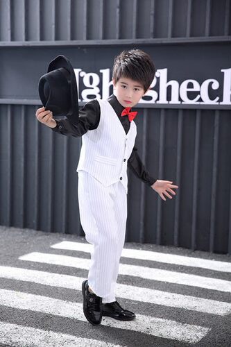 少儿条纹西裤演出服机械舞