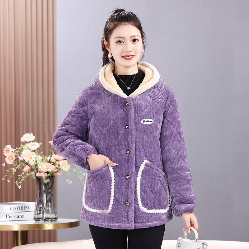 小个子罩衣短款女士外穿洋气新款冬季加绒加厚厨房棉衣工作服防脏