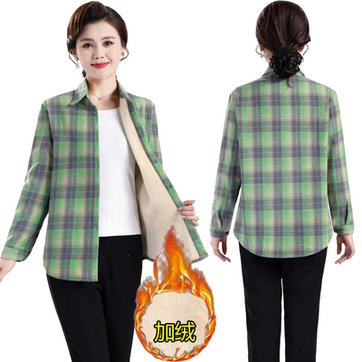秋冬季加绒保暖格子衬衫