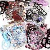 快乐扎包丝带蕾丝diy痛包材料谷美贴纸素材纸背景纸红色扎板