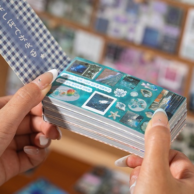 语闲旧梦时光匣切膜贴纸书手帐古早昭和日系复古手账素材贴纸本