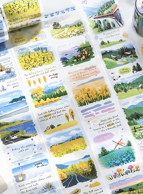 过路皆风景山川PET胶带风景手帐造景森林diy装饰手账贴纸ins