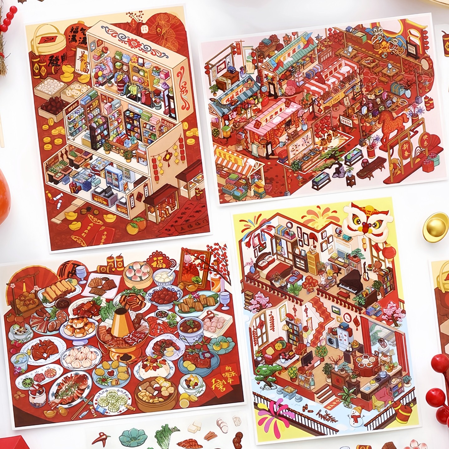 infeelme今日营业中40.0我的小屋新年古风场景微缩英菲造景贴纸,文具电教/文化用品/商务用品,贴纸/立体贴纸,淘宝优惠券,粉丝福利购,淘宝优惠卷