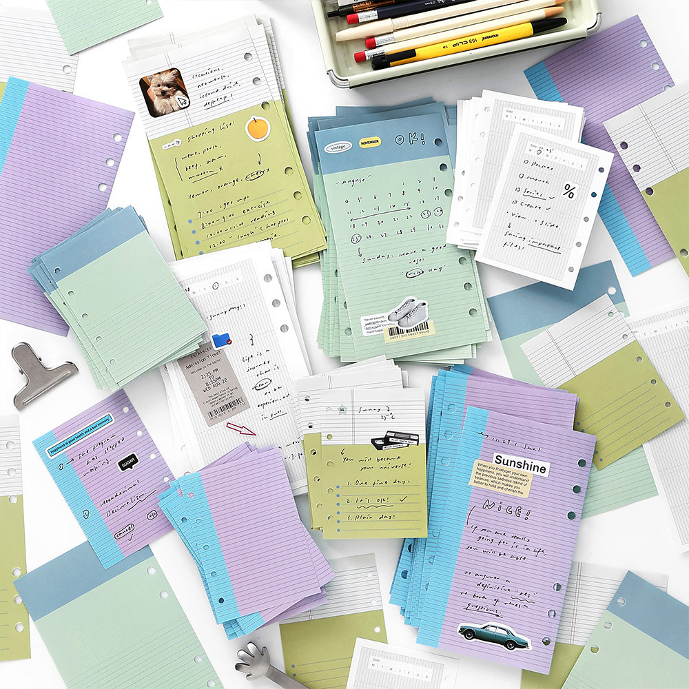 生活叙事M5活页替芯内芯便签手帐活页本内芯彩色活页纸内页A6Per