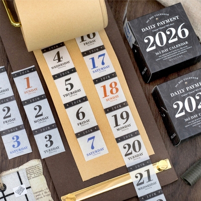 2026年一日一页日历贴纸 日付创意手撕DIY手帐素材日期迷你台历