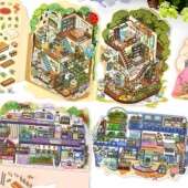 infeelme我 小屋第七弹2.5D造景贴纸可爱diy手工微缩场景贴画