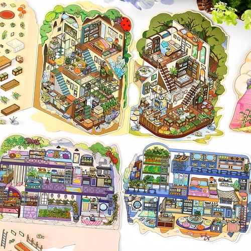 infeelme我的小屋第七弹2.5D造景贴纸可爱diy手工微缩场景贴画