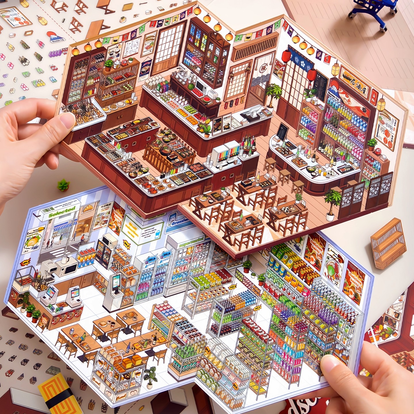 芯陌造景贴纸大号店铺经营码货收纳微缩场景立体小屋场景diy贴画,文具电教/文化用品/商务用品,贴纸/立体贴纸,淘宝优惠券,粉丝福利购,淘宝优惠卷