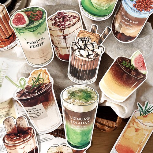 一口咖啡异形明信片可爱饮料咖啡甜品汽水创意生日贺卡留言小卡片