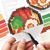 像素画拼豆贴纸女孩手工diy玩具免剪裁马赛克解压迷你拼豆豆贴画