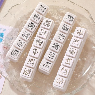 日系可爱小猫ins手帐六联生活记录印章高颜值diy日程本手账本盖印
