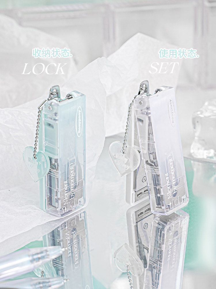 학생을 위한 멋진 스테이플러 미니 소형 노동 절약형 스테이플러 투명 휴대용 사무실 다기능 바인딩