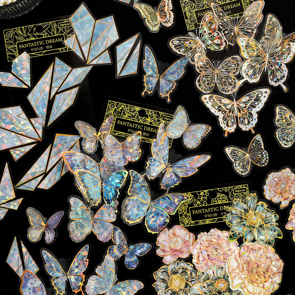 梦境幻想PET立体烫金复古手账贴纸花朵手帐diy手机壳装饰贴画图片