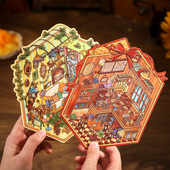 纸先生暖光小屋造景贴纸3d微缩场景立体午后咖啡屋解压手工贴画