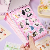 语闲食光萌友线圈切膜手帐贴纸书可爱卡通猫咪食物手账素材贴纸