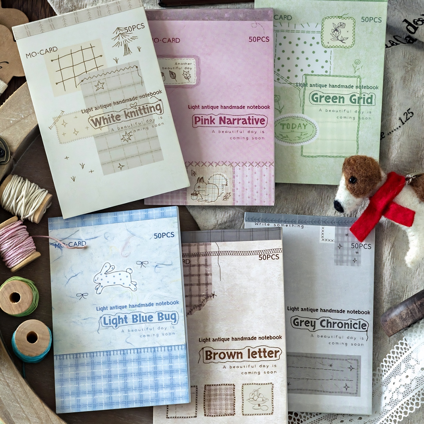 陌墨轻复古手作缝纫时间手帐素材便签本无粘性可撕手账便签背景纸