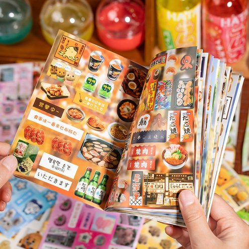 切膜贴纸书古早昭和漫画金鱼韩系ins杂志手帐复古回听记忆贴纸本