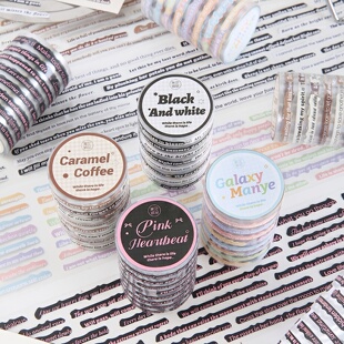 信笺环岛韩系模切排废胶带英文文字涂鸦胶带ins手帐diy装饰贴纸